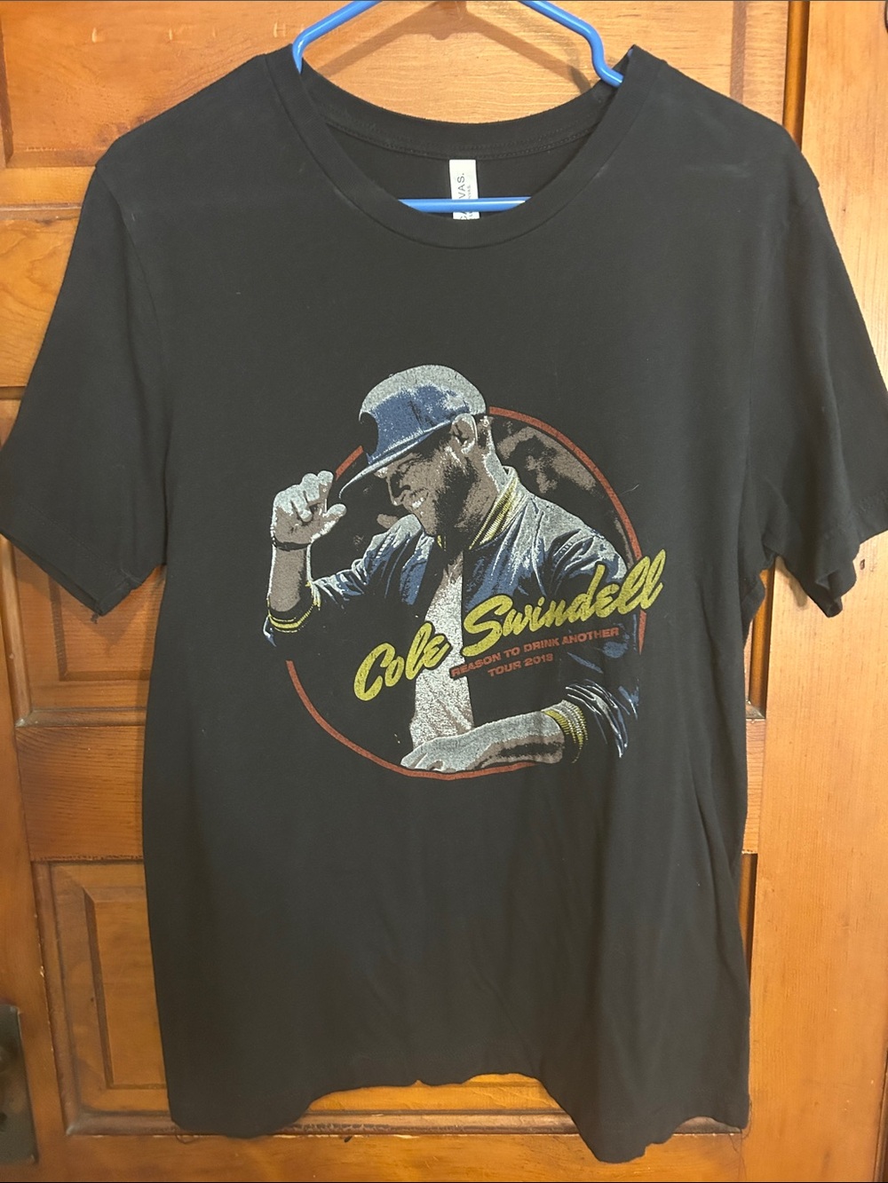 Black Graphic Tee with Yellow Script Logo Cole Swindell Tour Shirt